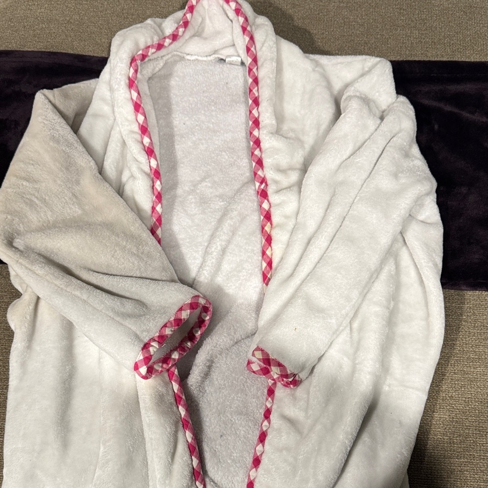 Cozy White and Pink Women's Pajama Robe
